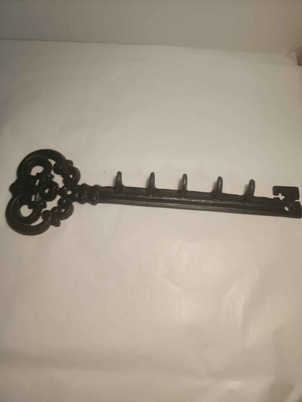 Skeleton Key Vintage Wall Mounted Cast Iron Metal Key Holder 5 Hooks Decor Brown